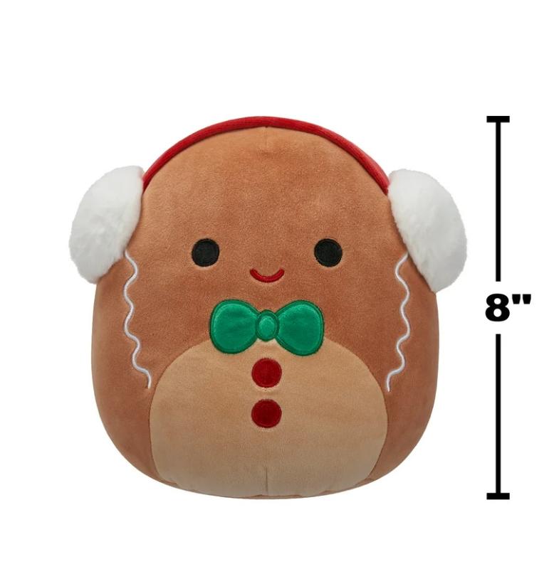 Squishmallows 8 inch Jordan The Gingerbread Cookie with Earmuffs - Child's Ultra Soft Animal