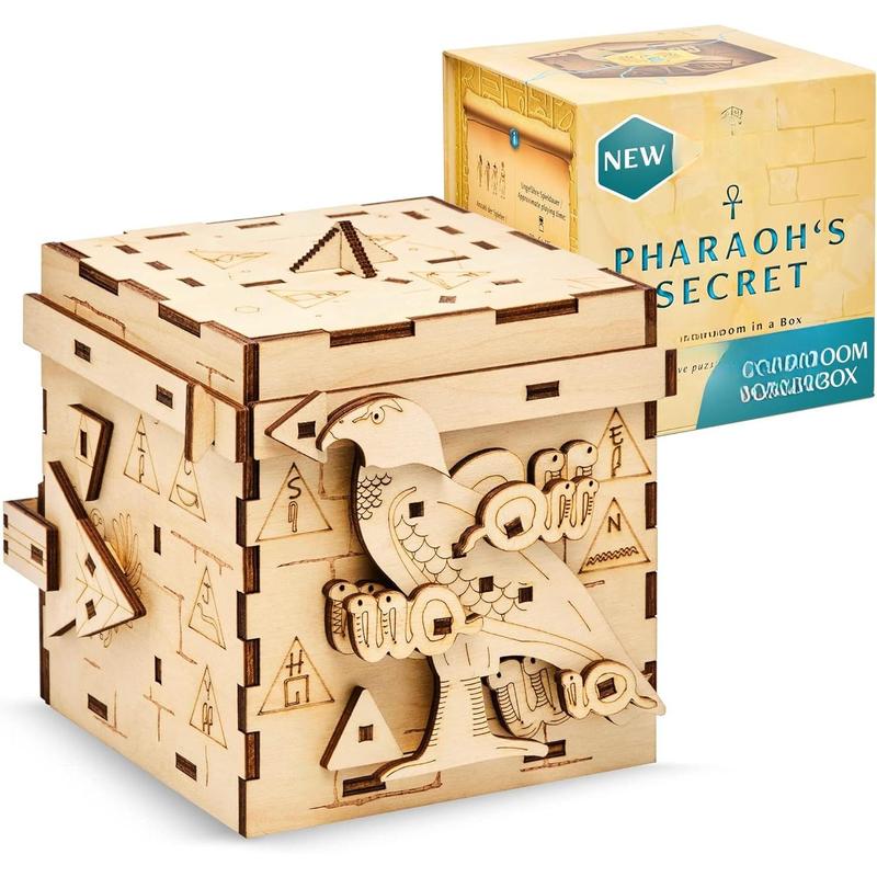 Pharaoh's Secret Puzzle Box - Escape Room in A Box for Adults - Cluebox - Mind Puzzles for Adults - Puzzle Boxes with Hidden Compartments - Puzzle Boxes for Adults - Wooden Puzzle Box