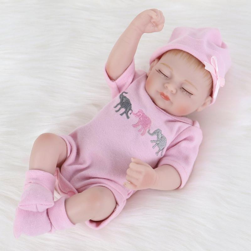 [IN STOCK] Reborn Baby Doll Realistic Silicone Vinyl Baby Girl 10 inch Lifelike Doll Gift Set for Ages 3+(10 inch, close Eyes girl)