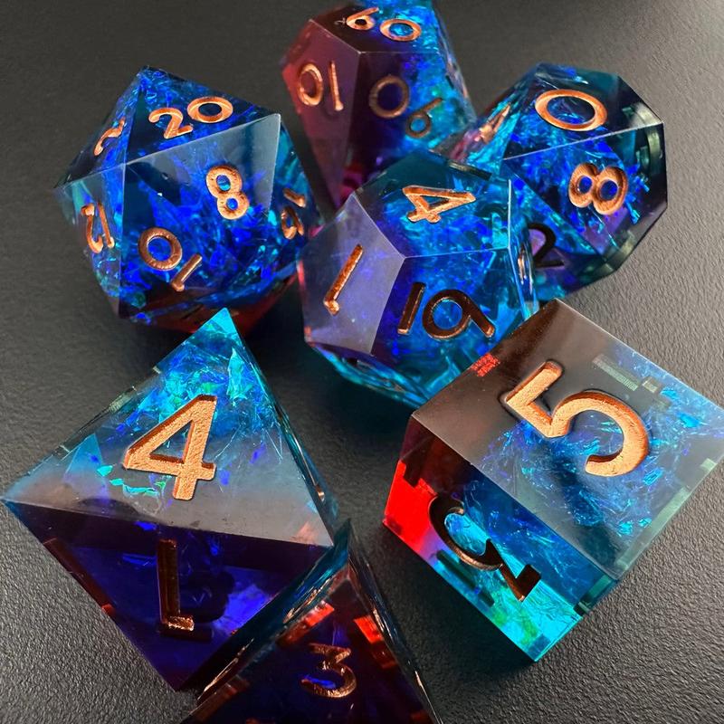 MinMax Misfits Stellar Void Resin Polyhedral Dice Set for Dungeons & Dragons (7pc) DnD | Tabletop RPGS |  | TTRPGs Galaxy Planets dragon eye