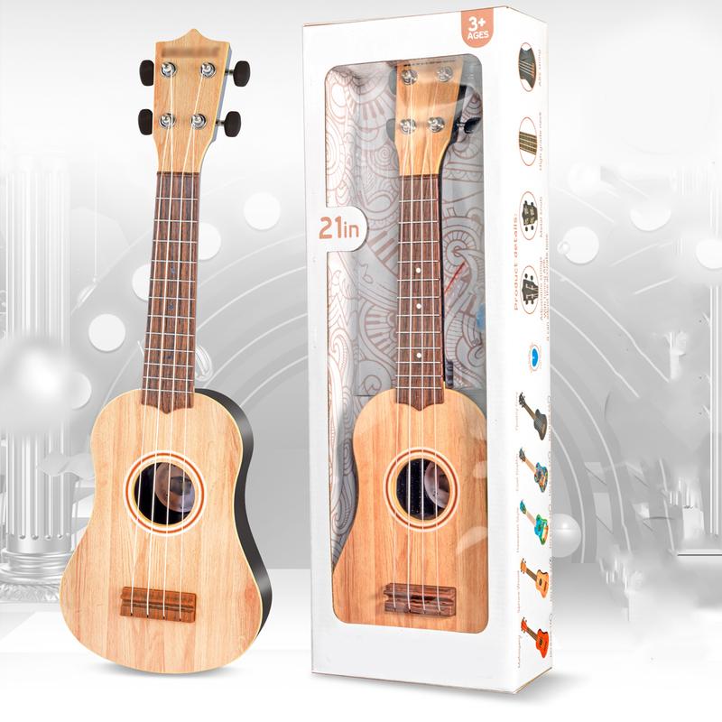 21 Inch Peach Core Wooden Ukulele Toy, Music Musical Instrument Beginner Educational Lovers Ukulele Set Gift