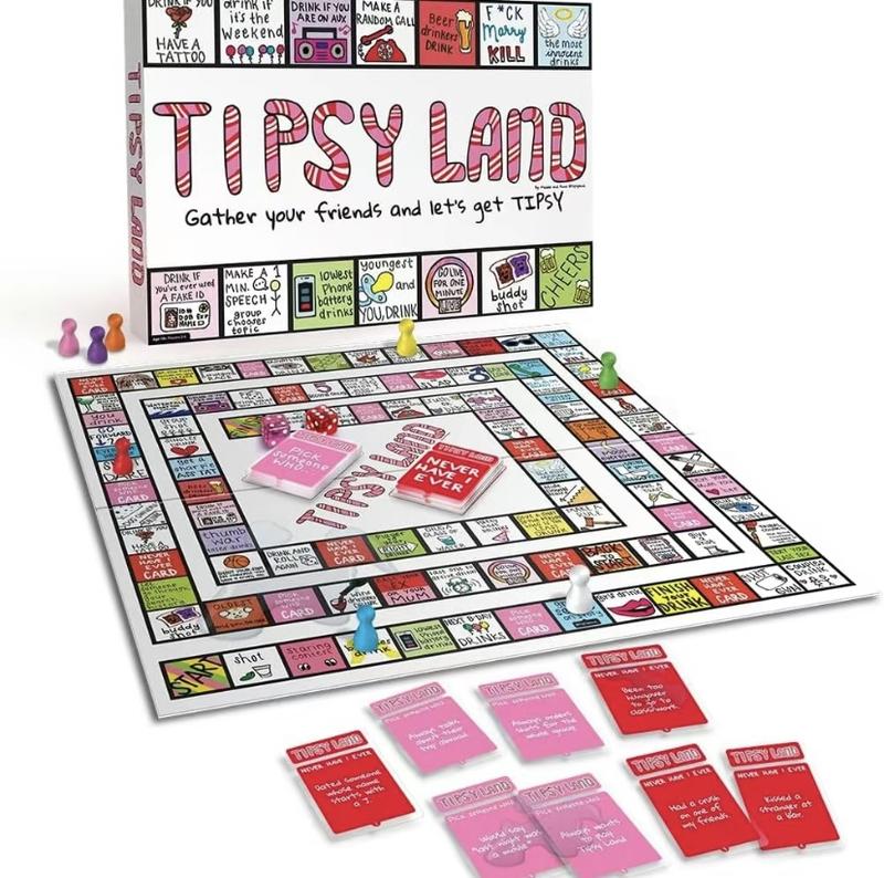 Tipsy Land Party Board Game - Fun Adult Drinking Game - Perfect for Girl's Night, Bachelorette Party - Created by Two Women from Texas