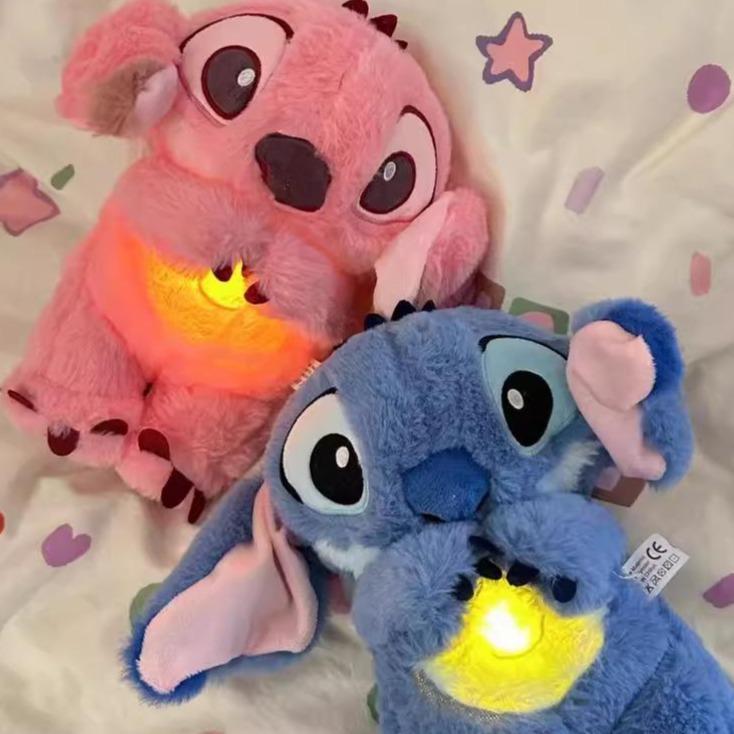 Breathing animated cartoon, plush toy luminous music doll, breathing bear children's companion soothing sound luminous doll