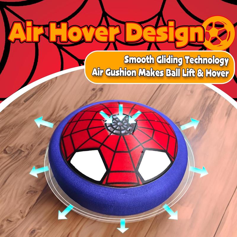 Hover Soccer Ball Indoor Toys,Spider Boy Toys Gifts for Ages 4 5 6 7 8 10 12 Years Old,Air Floating Soccer Toy with LED Lights Foam Bumper,Kids Soccer Toys Birthday Gifts for Boys Girls (1 Pack)