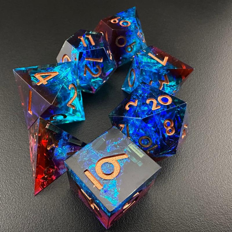 MinMax Misfits Stellar Void Resin Polyhedral Dice Set for Dungeons & Dragons (7pc) DnD | Tabletop RPGS |  | TTRPGs Galaxy Planets dragon eye