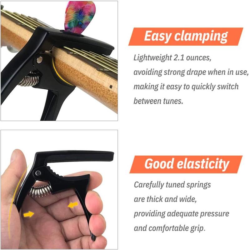 3in1 Guitar Capo for Acoustic and Electric Guitars(with Pick Holder and 4Picks),Ukulele,Mandolin,Banjo,Guitar Accessories