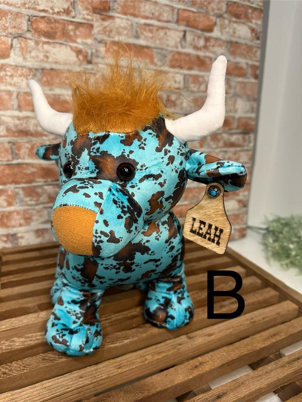 Personalized Farm Pals Stuffed Plushies | Stuffed Farm Animals | Personalized Highland Cow | Longhorn Cow Plushie | Christmas Gift