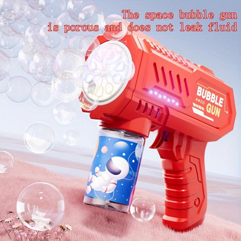 2-Pack Bubble Machine Gun for Kids, 10-Hole High Output Bubbles Blaster, Durable Plastic Outdoor Play Toys for Boys & Girls, Ideal for Birthday, Wedding, Party Favors - Red & Grey