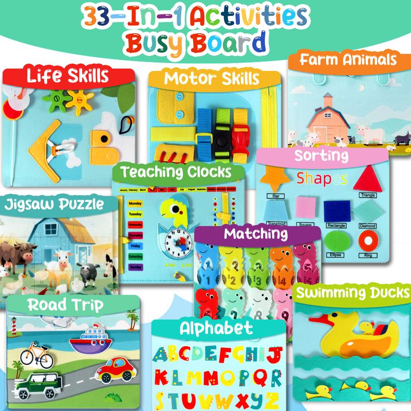 25-In-1 Activities Busy Board-Holiday Gifts - Birthday Gift Creative Gift Fairy Toy Busy Board Holidays and Festivals Gift Essentials Student Learning Toys