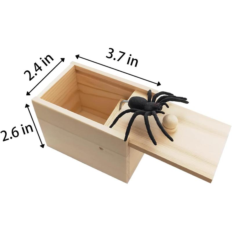 Original Spider Prank Box,Handdmade Wooden Pop Out Rubber Spider Scare Box Joke Toys Prank for Kids & Adults Prank Gift Halloween