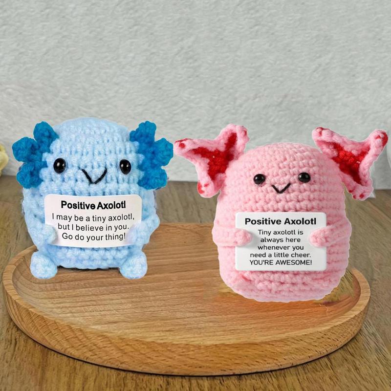 Cute Axolotl Crochet Kit, 2 Counts set Crochet Kit, Soft Emotional Support Mini Axolotl Crochet Toy, Uplifting Knitting Toy, Birthday Gift