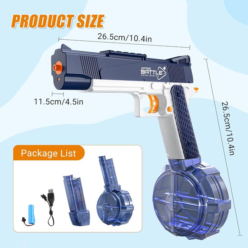 Blue electric water shooting toy, 32 feet ultra long range,500CC+60CC large capacity automatic function, water toy, suitable for adults and children summer swimming pool beach outdoor activities