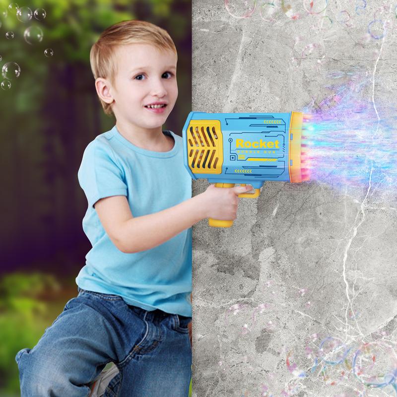 Bubble Machine Gun with 69 Holes and Colorful Lights Bubble Maker Machine