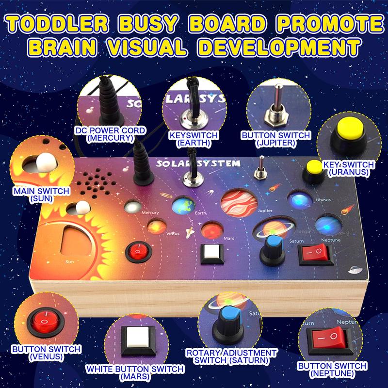 Montessori Wooden Busy Board with LED Light Switches, Toddler Busy Board Sensory Toys with Music, Preschool Learning Activities, Travel Toys, Christmas Birthday Gift for Kids Boys & Girls 4.6 out of 5 stars 9