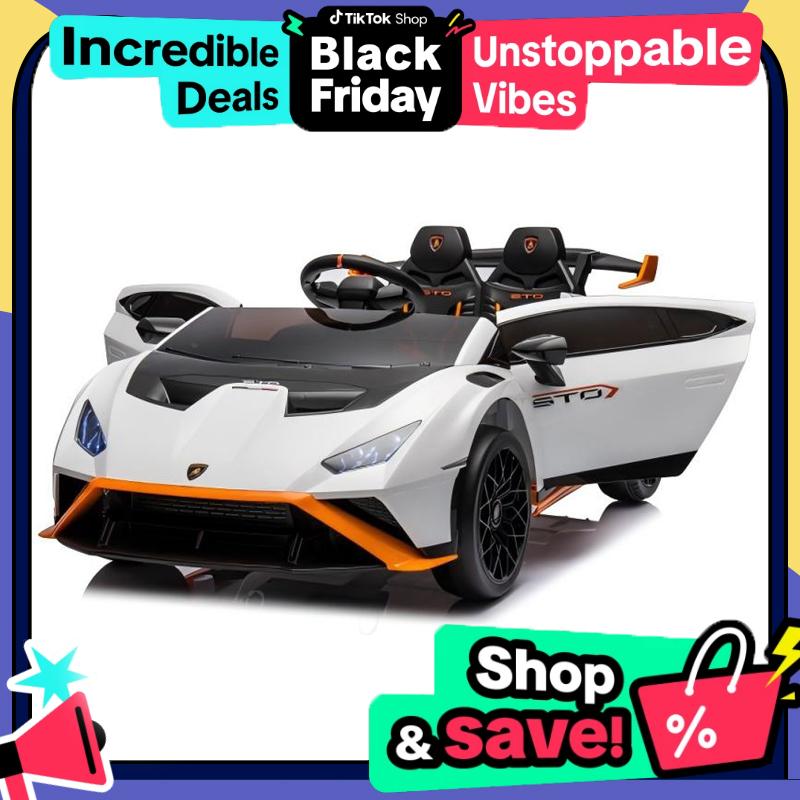 Lamborghini Huracan Sto 24V Kids Electric Ride-On Drift Car,Baby cars,Speeds 1.86-5.59 MPH, Ages 3-8, Foam Front Wheels, 360° Spin, LED Lights, Dynamic Music, Early Learning, USB Port, Drift Feature