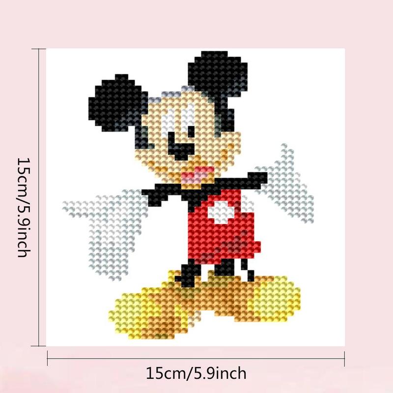 Cartoon Mickey Minnie Mouse Stitch Pattern DIY Diamond Arts Colorful Painting Kit without Frame, 12pcs set Rhinestones Craft Kits, Handmade Home Decor