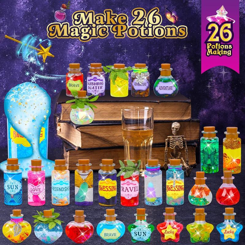 Christmas Gift Magic Fairy Potion Kits for Kids - DIY 26 Larger Bottles Witches' Magical Color Changing Potions Art Craft Kit, Fairy Decorations Creative Magic Kit Christmas Halloween Toys for Girls SCIENCE AND TECHNOLOGY TOY