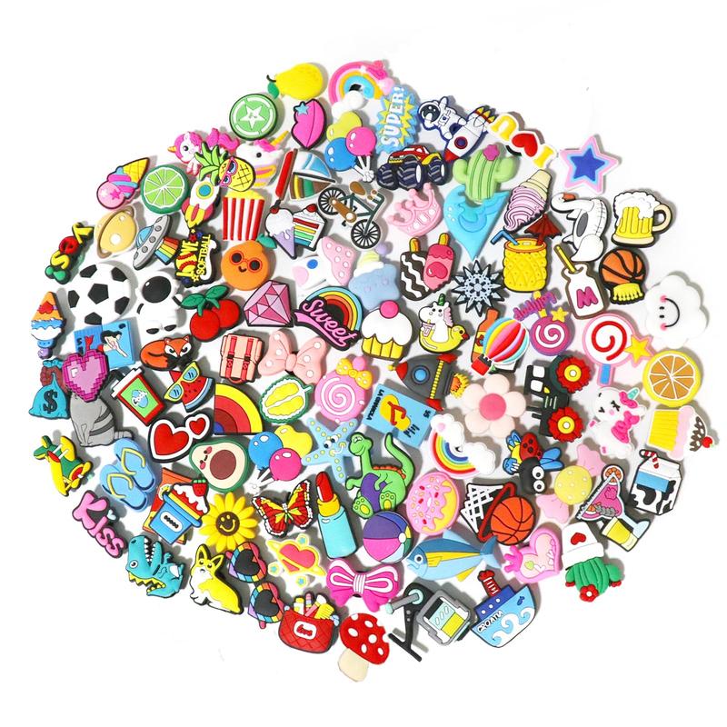 35,50,100 Pcs Random PVC Shoe Charms,Garden Shoes Cute Shoe Charms Wristband Bracelet Decoration with Different Designs Shape for Girls,Boys and Adult Party Gift