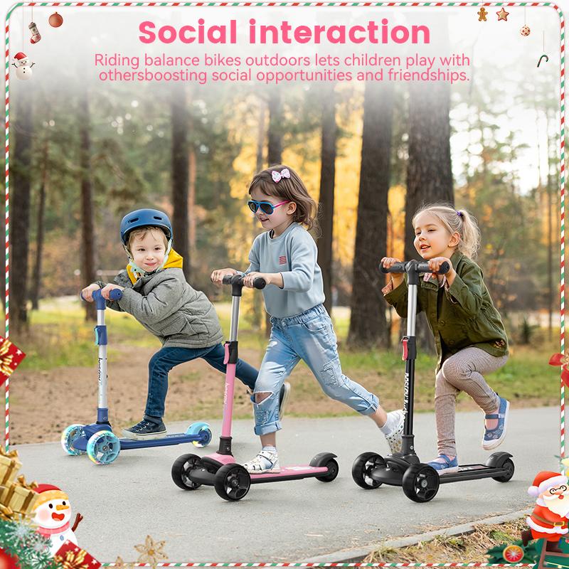 Besrey Scooter For Kid for 3-13 Years Old Adjustable Folding Kids Scooter with LED Lights Extra Wide Deck Suitable for Outdoor Toys balance  bike portable foldable scooter