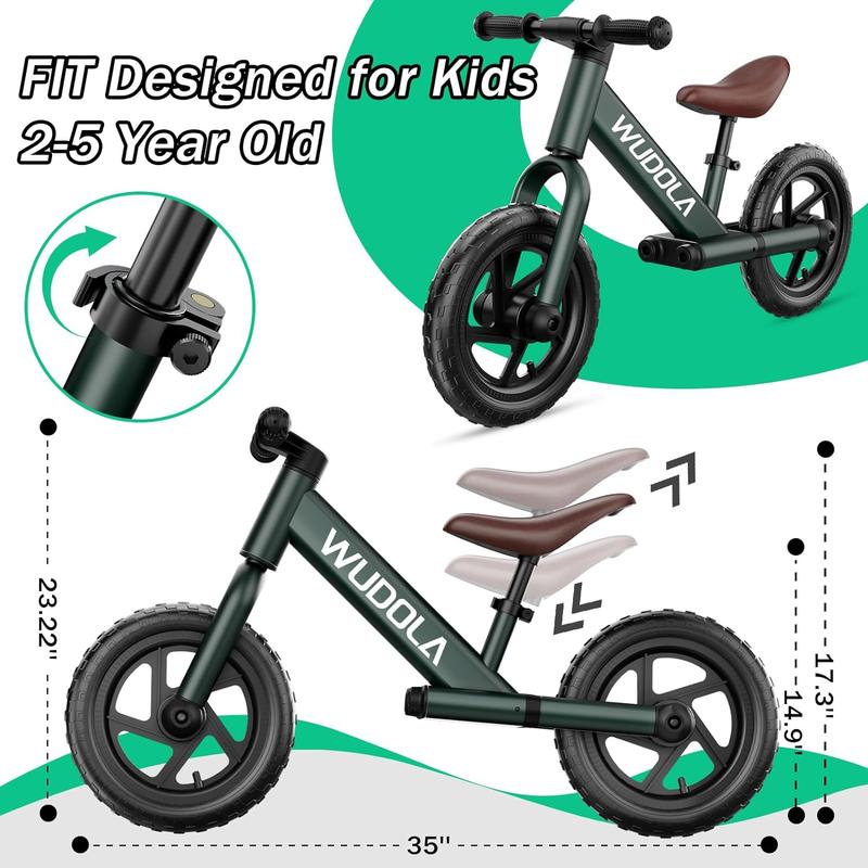 Green Toddler Balance Bike – No Pedal, Tool-Free Assembly, Adjustable Seat, for Boys & Girls Ages 2-5