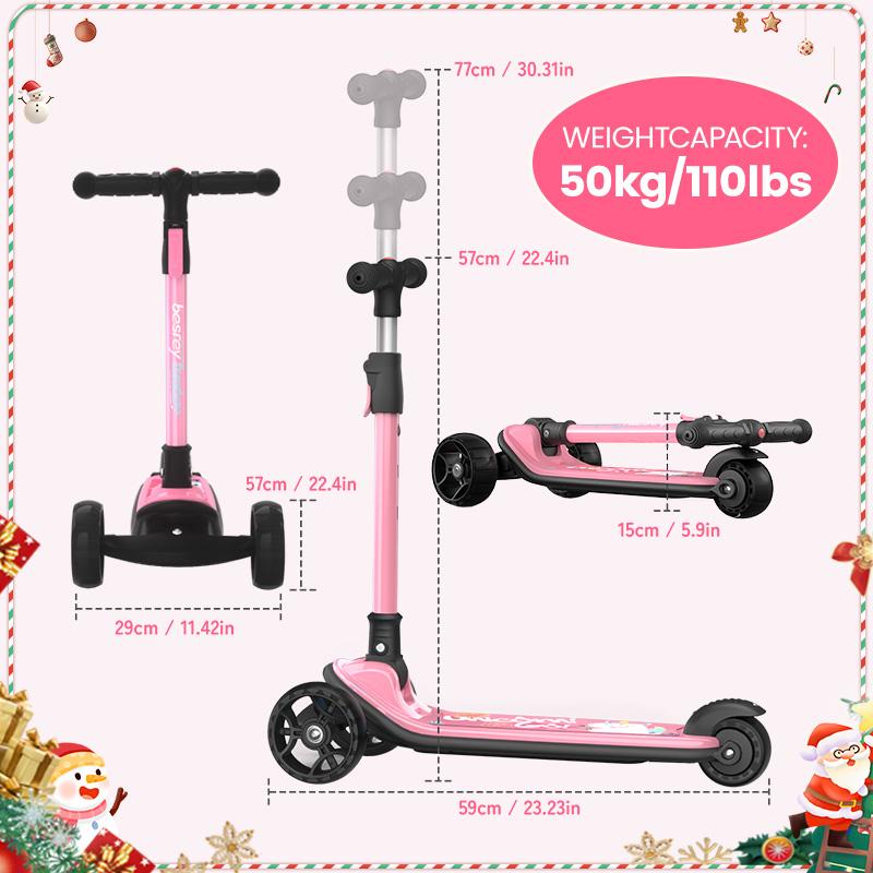 Besrey Scooter For Kid for 3-13 Years Old Adjustable Folding Kids Scooter with LED Lights Extra Wide Deck Suitable for Outdoor Toys balance  bike portable foldable scooter