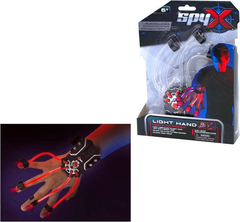   Light Hand  LED Light Up Glove Toy for Spy Kids. Cool Flash Light Finger Device to Navigate in The Dark. Elastic LED Spy Toy Gadget for Junior Secret Agent Costumes