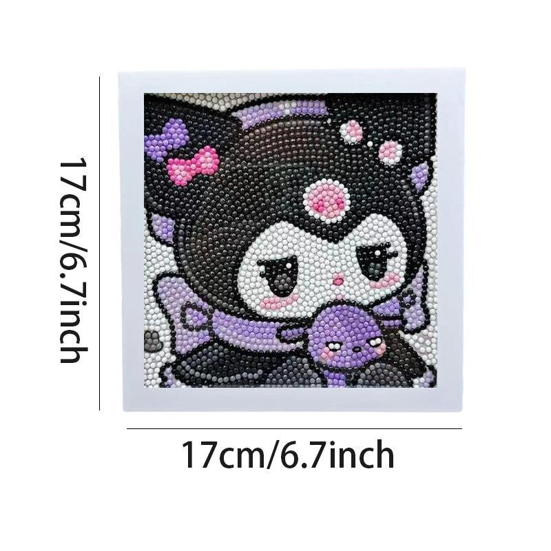 Cartoon Sanrio Kuromi Pattern Diamond Art Painting Kit, 1 Set DIY 5D Diamond Art Painting Kit with Frame, DIY Wall Art Decor for Home Living Room Bedroom, Christmas Gift