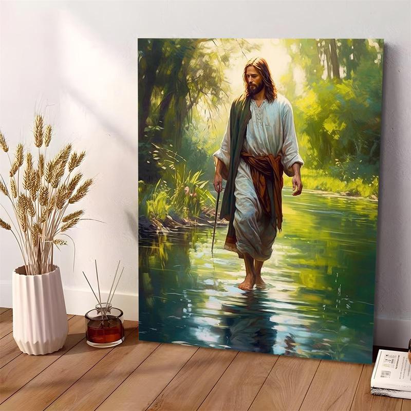 Jesus Pattern DIY Painting by Numbers Kit without Frame, 1 Set DIY Paint by Numbers Kit for Beginner, Wall Art Decor for Home Living Room Bedroom