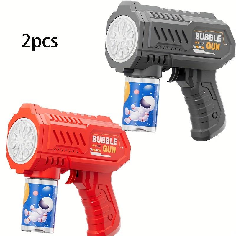 2-Pack Bubble Machine Gun for Kids, 10-Hole High Output Bubbles Blaster, Durable Plastic Outdoor Play Toys for Boys & Girls, Ideal for Birthday, Wedding, Party Favors - Red & Grey