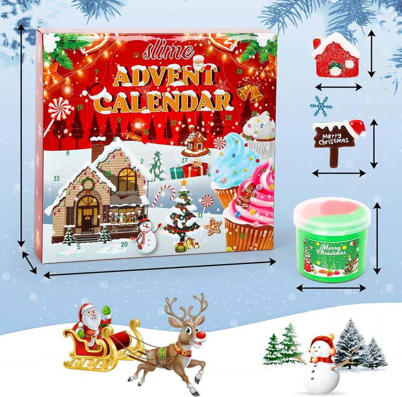 Christmas gift Slime Advent Calendar 2024 – 24 Days of Slime & Charms Surprises for Kids, Teens, and Toddlers | Christmas Countdown Gift