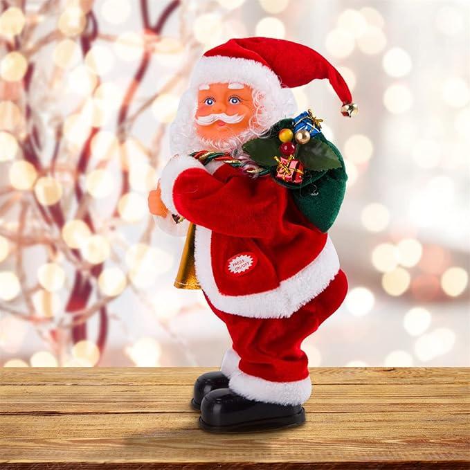 Santa Twerking Toy, Built-in Music, Gift, Desktop Decoration、Electric Santa Claus Toy with Shaking Belly and Feet,Singing Santa Ornaments