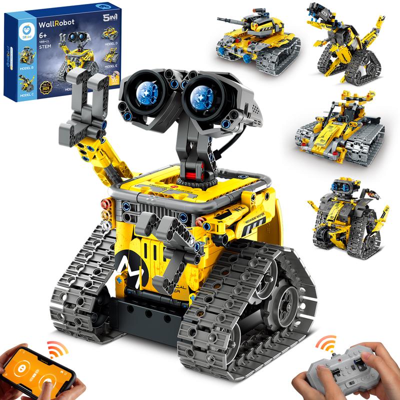 Sillbird 435 Pieces STEM Building Toys, Remote & App Controlled Creator 5in1 Wall Robot Explorer Robot Mech Dinosaur Toys Coding Set, Creative Gifts for Boys Girls Kids Aged 6 7 8-13