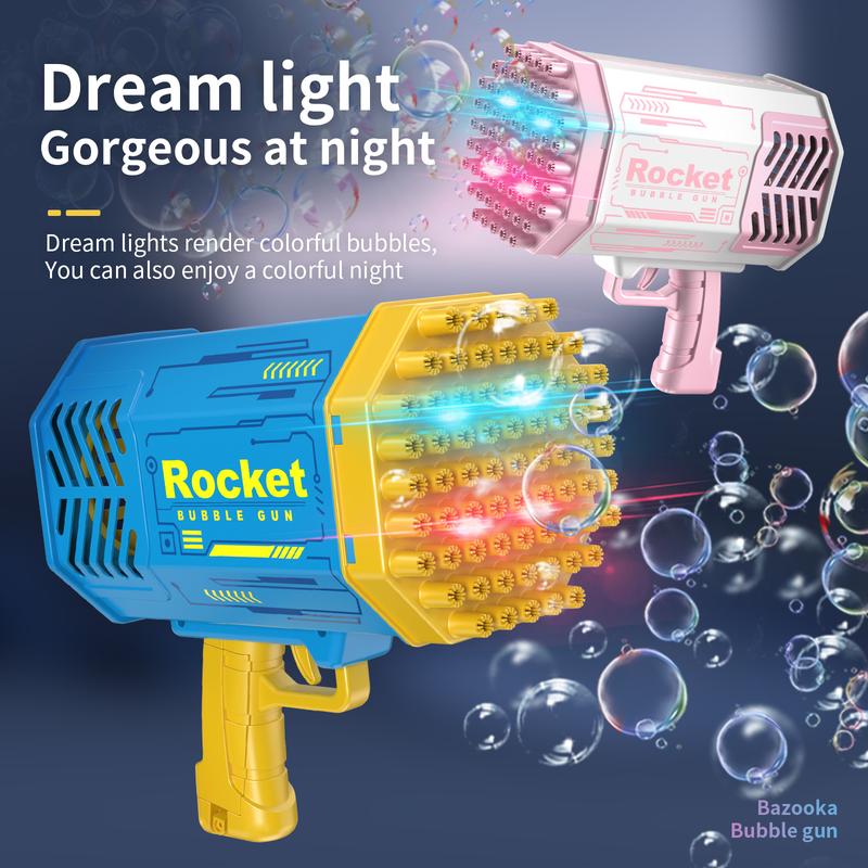 Bubble Machine Gun with 69 Holes and Colorful Lights Bubble Maker Machine bubblegun