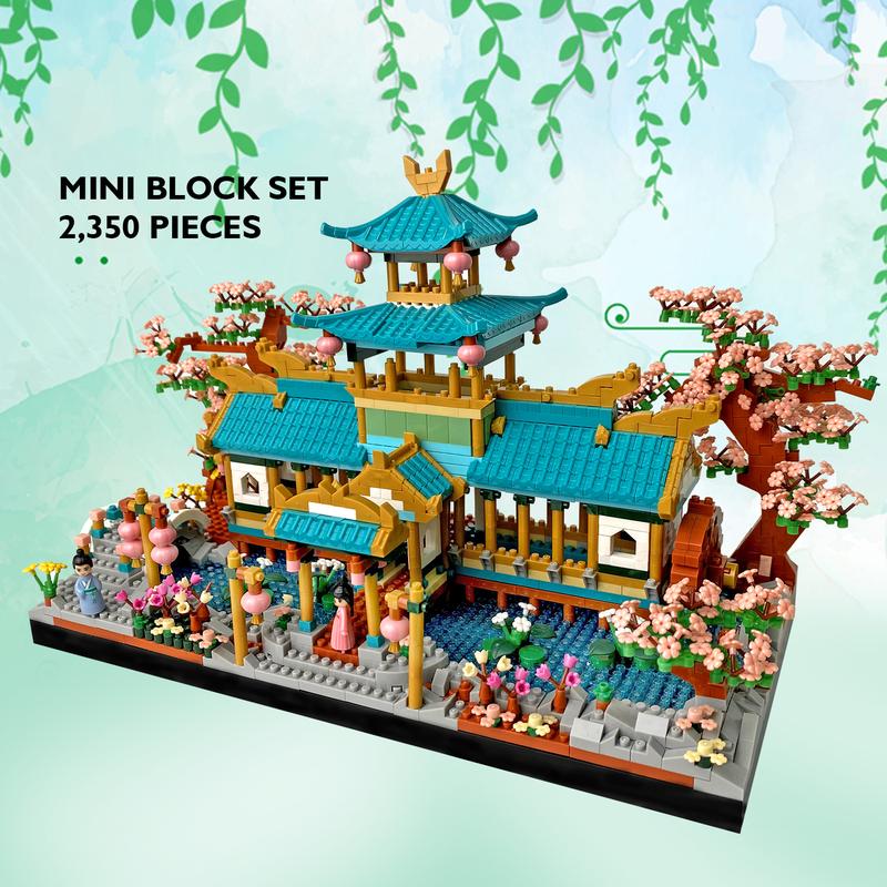 Flor de bloque de construcción Chinese Architecture Sakura Micro Courtyard Block Building Set 2350pcs Brick Set Building Set perfect christmas