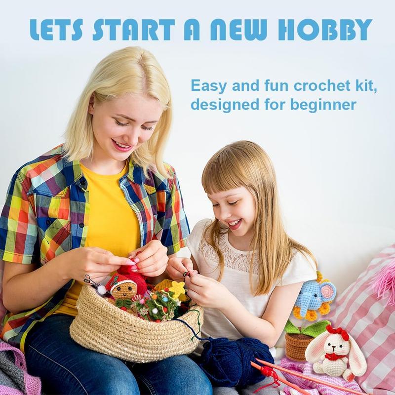 Crochet Kit for Beginners with Video Tutorial - Elephant Flower Design - DIY Knitting Supplies for Adults and Kids Manifest