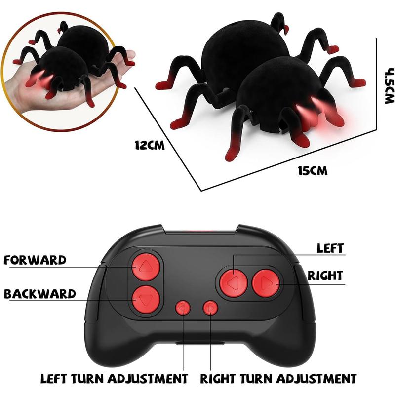 Prank Scare Remote Control Spider, Halloween Toys for Ages 3 4 5 6 7 8, Realistic Wall-Climbing Spider with LED Light, Rechargeable Toys for Boys Girls Halloween Spoof Gifts, Red