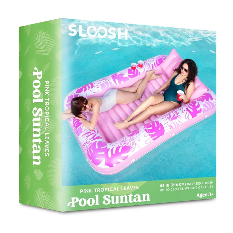  Sloosh-L XL Inflatable Tanning Pool Lounge Float With Cup Holder, 70