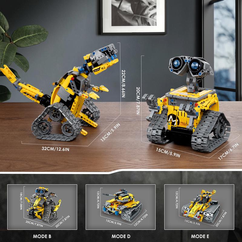 Sillbird 435 Pieces STEM Building Toys, Remote & App Controlled Creator 5in1 Wall Robot Explorer Robot Mech Dinosaur Toys Coding Set, Creative Gifts for Boys Girls Kids Aged 6 7 8-13