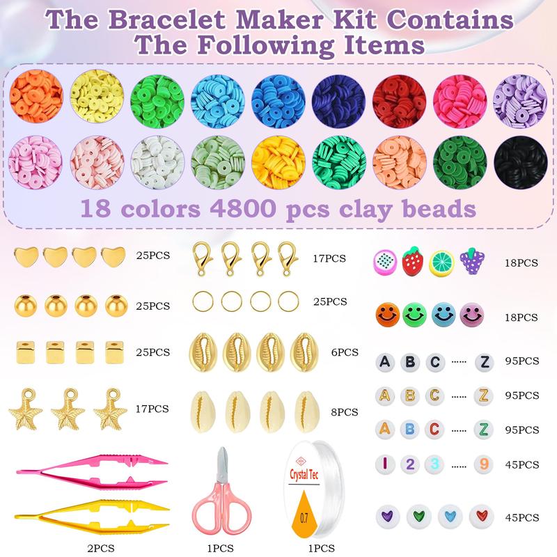 Stocking Stuffers for Kids Girls - 5300 Clay Beads Bracelet Making Kit,Arts and Crafts for Kids Ages 8-12,Christmas Crafts Games Toys for Birthday Gift,Stuff Supplies