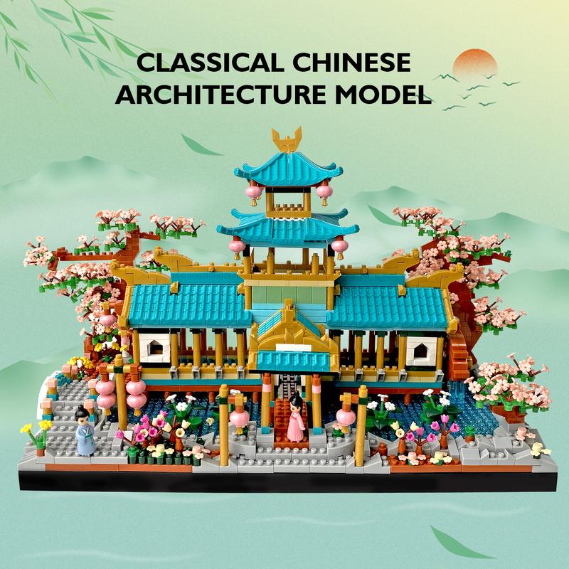 Flor de bloque de construcción Chinese Architecture Sakura Micro Courtyard Block Building Set 2350pcs Brick Set Building Set perfect christmas