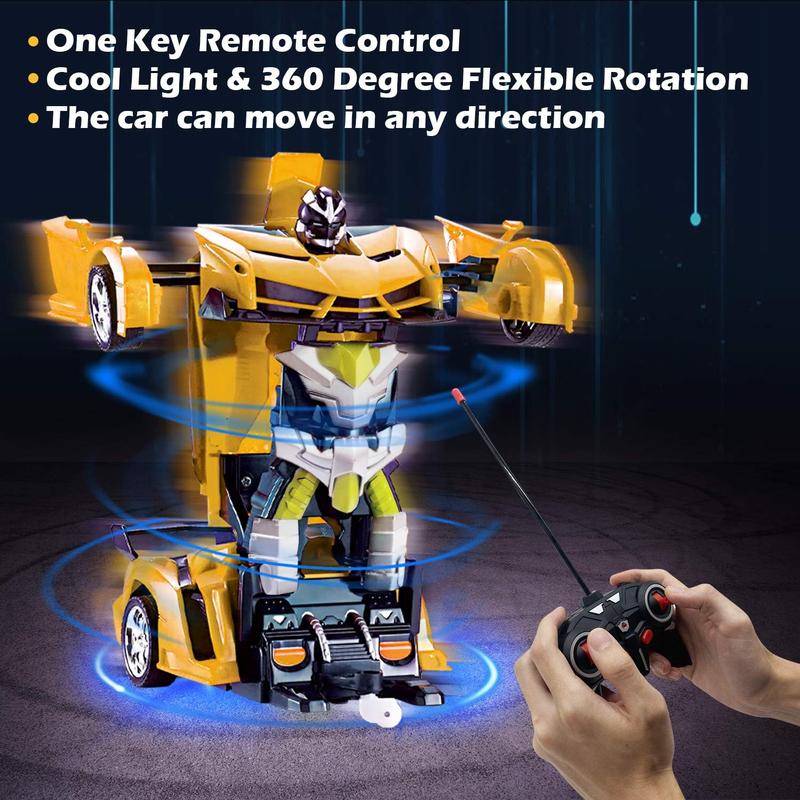 Remote Control Transform Car Robot Boys Christmas Toys with Lights RC Car 2.4Ghz 1:18 Rechargeable 360Rotating Race Car Christmas Birthday Gifts Stocking Stuffers for Kids Boys Party Favors