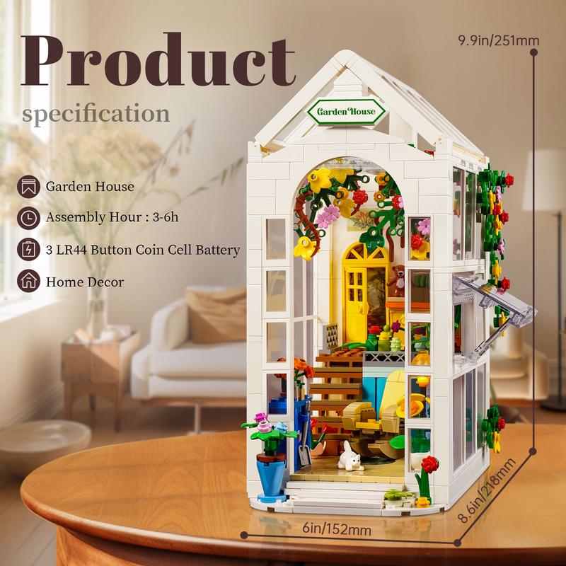 Garden House Building Blocks Set, Green House Building Set with LED LIGHT, Perfect Halloween Toys and Gifts for Fans and Kids (699 pcs)