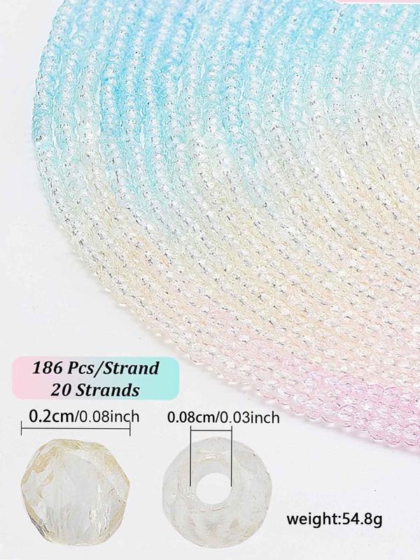 Transparent Color Glass Beads Strands, Ombre Color Beads Kit, DIY Jewelry Making Supplies for Bracelet Necklace Earrings Making