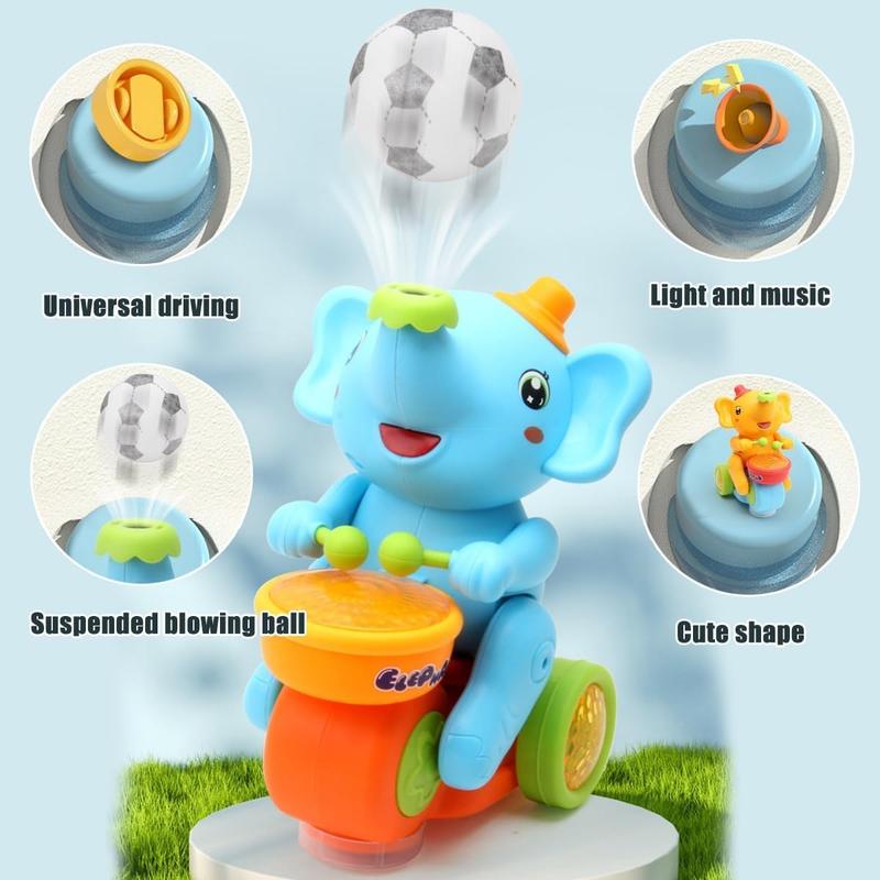 Musical Walking Elephant Drummer Toy, Drumming Elephant Blowing Ball Walking Car Toys  with Light & Sound Musical Walking Car Toys(Random Color)