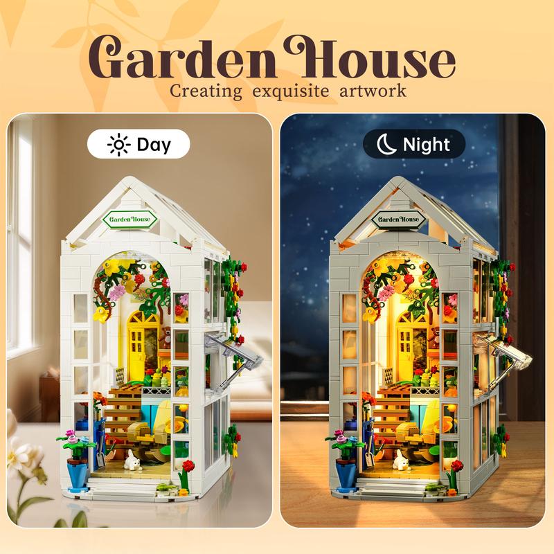 Garden House Building Blocks Set, Green House Building Set with LED LIGHT, Perfect Halloween Toys and Gifts for Fans and Kids (699 pcs)