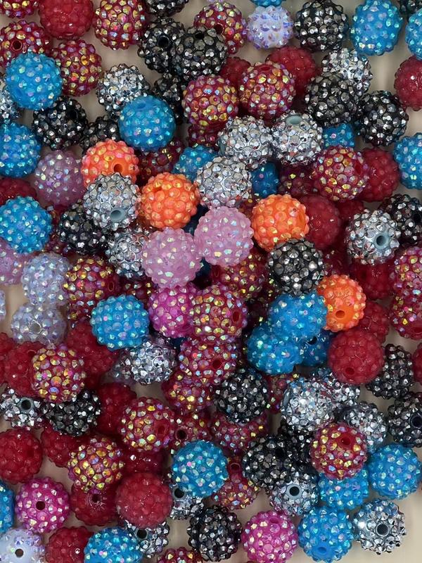 Random Color Resin Rhinestone Beads, Fashionable Beads for DIY Necklace Bracelet Keychain Making, DIY Jewelry Making Accessories