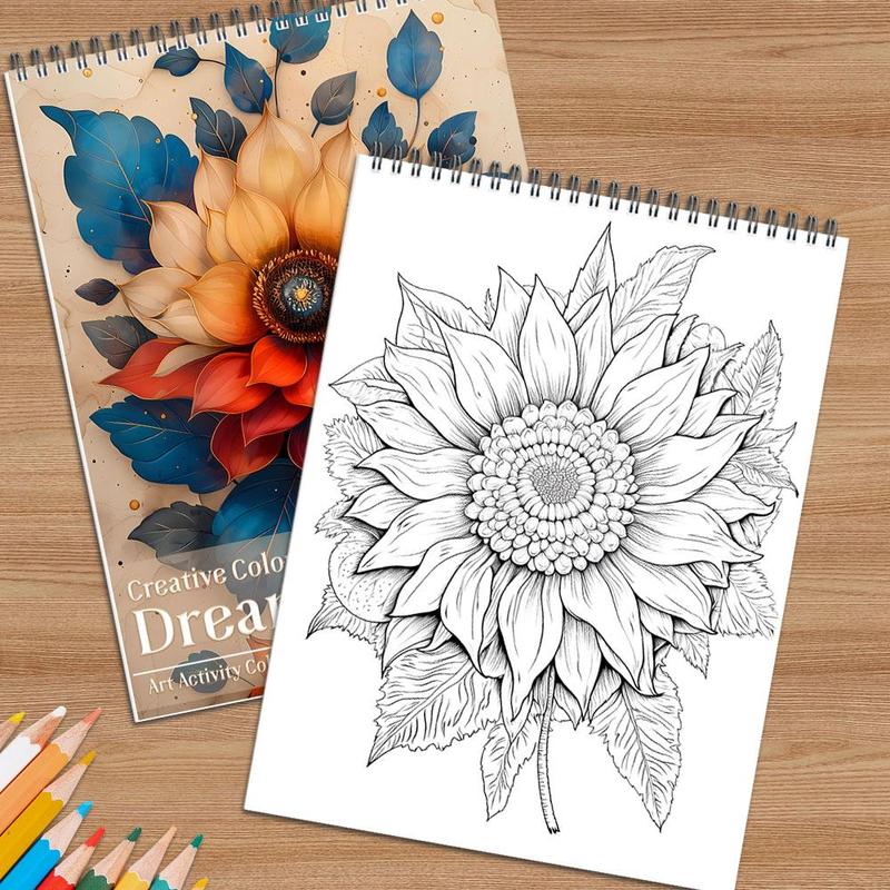 Flower Mandala Theme Coloring Painting, Flower Blooming Form, Beautiful Pattern, Christmas, Valentine's Day and Other Holiday Party Gifts