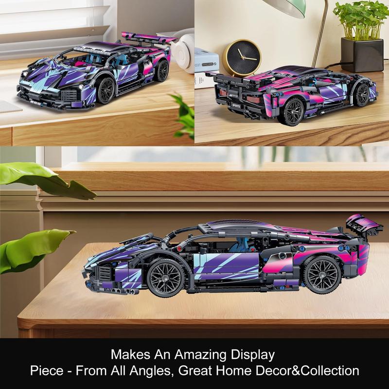 1329pcs sports car building block toy, 1:14 racing model building, adult collectible model car set build, Super car boys and girls holiday gift