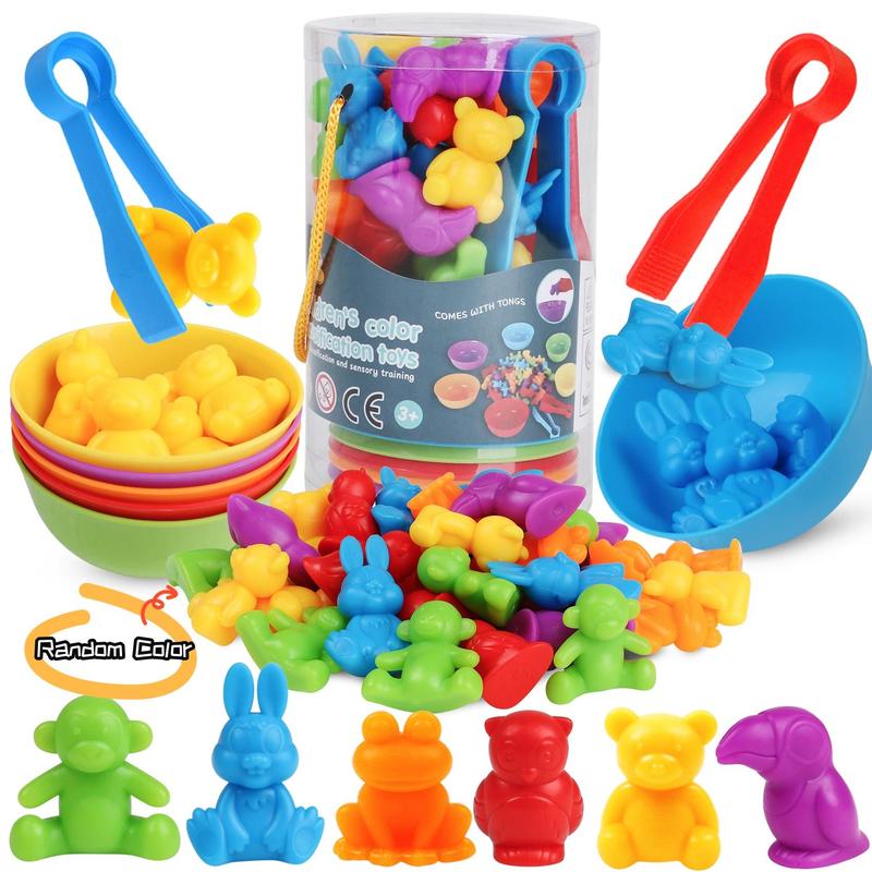 Counting Animals Toys, 1 Set Learning Games with Stacking Bowls, Preschool Fun Toy for Math Learning & Color Sorting, Creative Educational Sensory Toys, Christmas, Christmas Gift