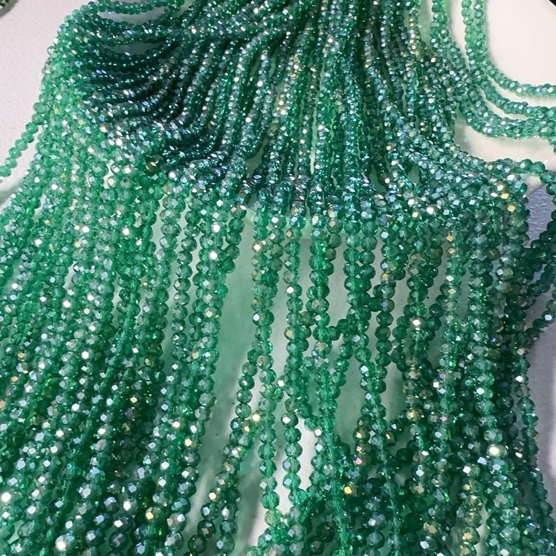 DIY 4mm flat Crystal Glass Beads Faceted Teardrop Rondelle Beads Gemstone Loose Beads Bulk Crystal Beads for Jewelry Making DIY Crafts Necklace Bracelet Earring Kit(AB Color)